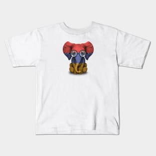 Baby Elephant with Glasses and Armenian Flag Kids T-Shirt